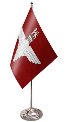 Parachute Regiment Desk / Table Flag with chrome stand and base
