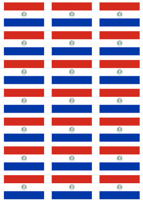 Paraguay Flag Stickers - 21 per sheet