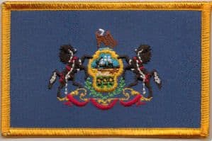 Pennsylvania Embroidered Flag Patch, style 08.