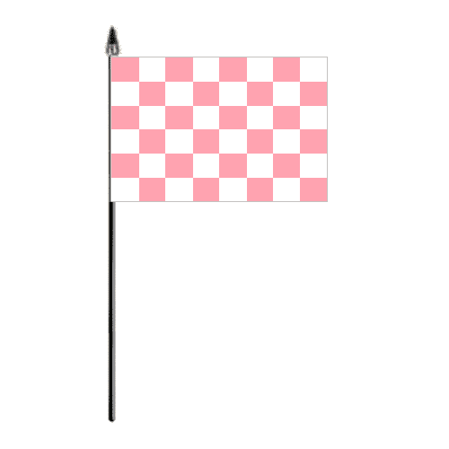 Pink and White Checkered Hand Flag - Small