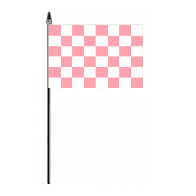 Pink and White Checkered Hand Flag - Small