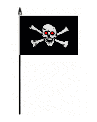 Pirate Jolly Roger Red Eyes Hand Flag - Small