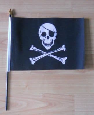 Pirate Skull and Crossbones Hand Flag - Medium