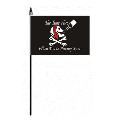 Pirate Time Flies When You're Having Rum Hand Flag - Small