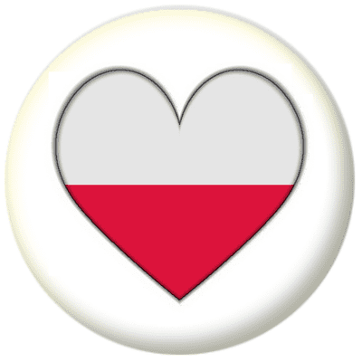 Poland Country Flag Heart 25mm Button Badge