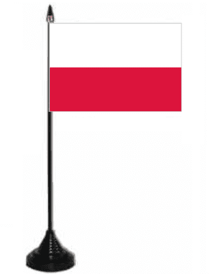 Poland Desk / Table Flag with plastic stand and base.