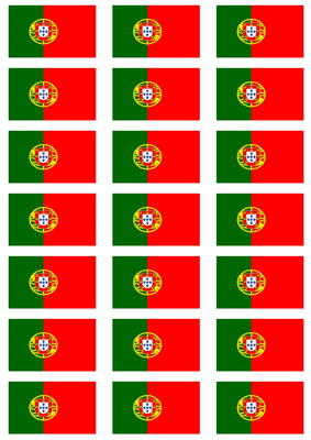 Portugal Flag Stickers - 21 per sheet