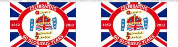 Queen's Diamond Jubilee Bunting, rectangular, 10 metre, 60 Glorious Years.