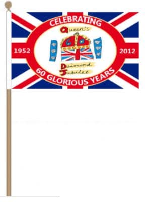 Queen's Diamond Jubilee Large Hand Flag, 60 Glorious Years.
