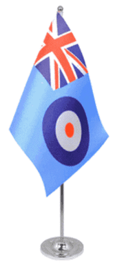 RAF Ensign Desk / Table Flag with chrome stand and base