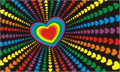 Rainbow Heart Large Flag - 5' x 3'