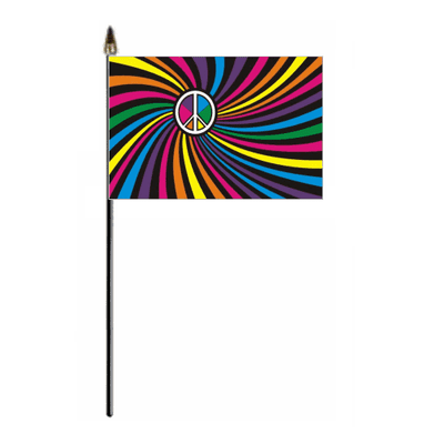 Rainbow Peace Swirl Hand Flag - Small