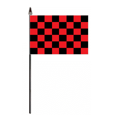 Red and Black Checkered Hand Flag - Small