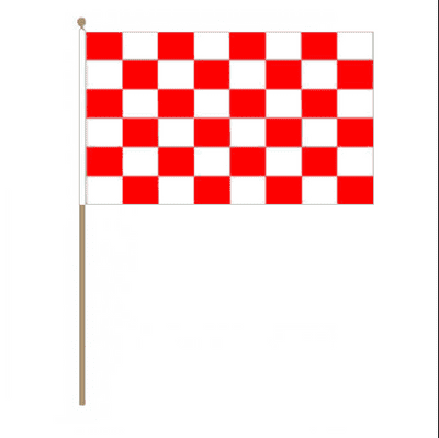 Red and White Checkered Hand Flag - Large