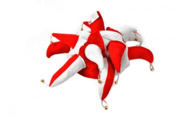 Red and White Jester Hat.