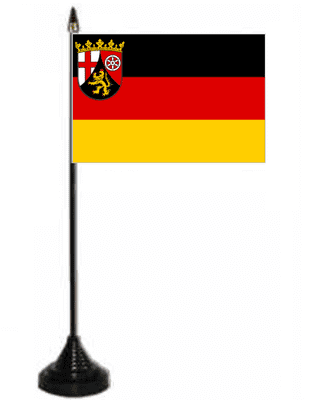 Rhineland-Palatinate Desk / Table Flag with plastic stand and base.