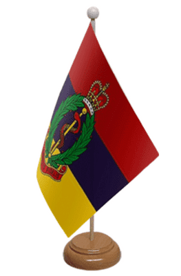 Royal Army Medical Corps Desk / Table Flag with wooden stand and base