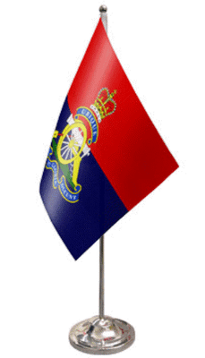 Royal Artillery Regiment Desk / Table Flag with chrome stand and base