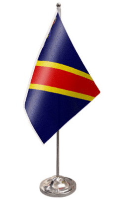 Royal Electrical and Mechanical Engineers Desk / Table Flag with chrome stand and base