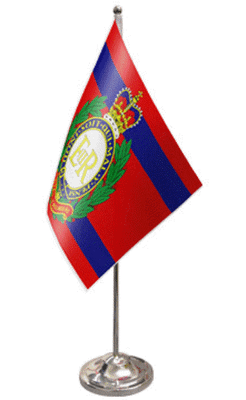 Royal Engineers Corps Desk / Table Flag with chrome stand and base
