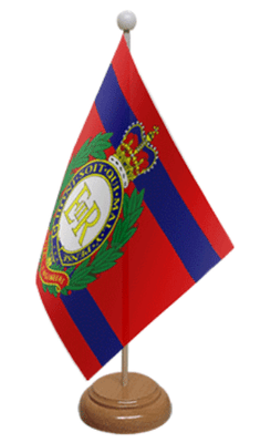 Royal Engineers Corps Desk / Table Flag with wooden stand and base