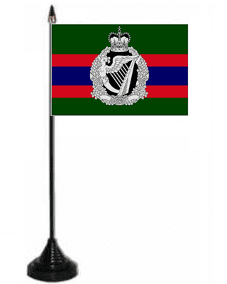 Royal Irish Regiment Desk / Table Flag with plastic stand and base.