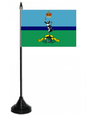 Royal Signals Corps Desk / Table Flag with plastic stand and base.