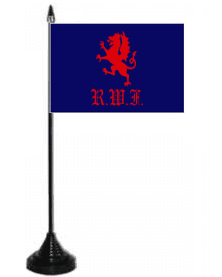 Royal Welsh Fusiliers Desk / Table Flag with plastic stand and base.