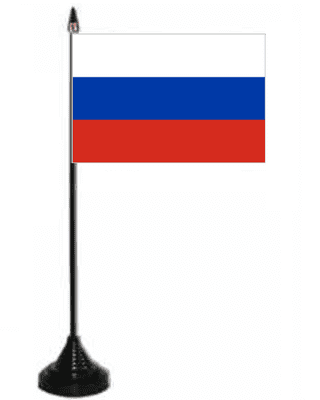 Russia Desk / Table Flag with plastic stand and base.