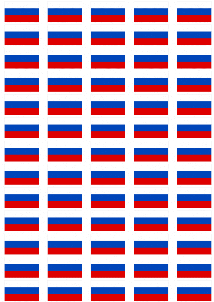 Russia Flag Stickers - 65 per sheet