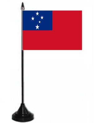 Samoa Desk / Table Flag with plastic stand and base.