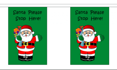 Santa Please Stop Here Bunting, rectangular, 3 metre