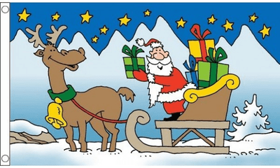 Santa Sleigh Large Christmas Flag - 5' x 3'