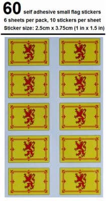 Scotland Lion Country Flag Stickers (pack of 60).