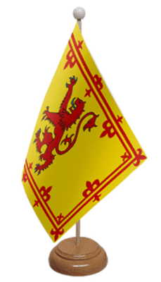 Scotland Lion Desk / Table Flag with wooden stand and base
