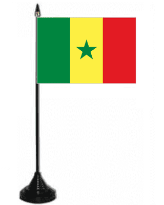 Senegal Desk / Table Flag with plastic stand and base.