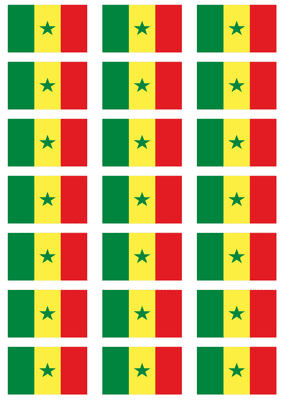 Senegal Flag Stickers - 21 per sheet