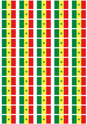 Senegal Flag Stickers - 65 per sheet