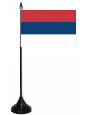 Serbia No Crest Desk / Table Flag with plastic stand and base.