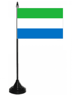 Sierra Leone Desk / Table Flag with plastic stand and base.