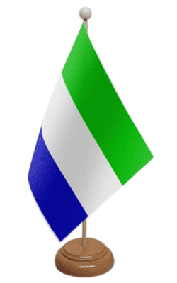 Sierra Leone Desk / Table Flag with wooden stand and base