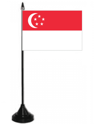 Singapore Desk / Table Flag with plastic stand and base.