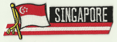 Singapore Embroidered Flag Patch, style 01.