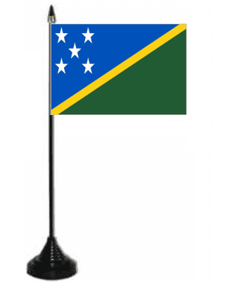Solomon Islands Desk / Table Flag with plastic stand and base.