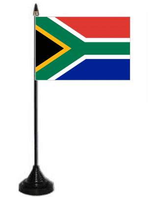 South Africa Desk / Table Flag with plastic stand and base.