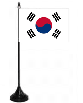 South Korea Desk / Table Flag with plastic stand and base.