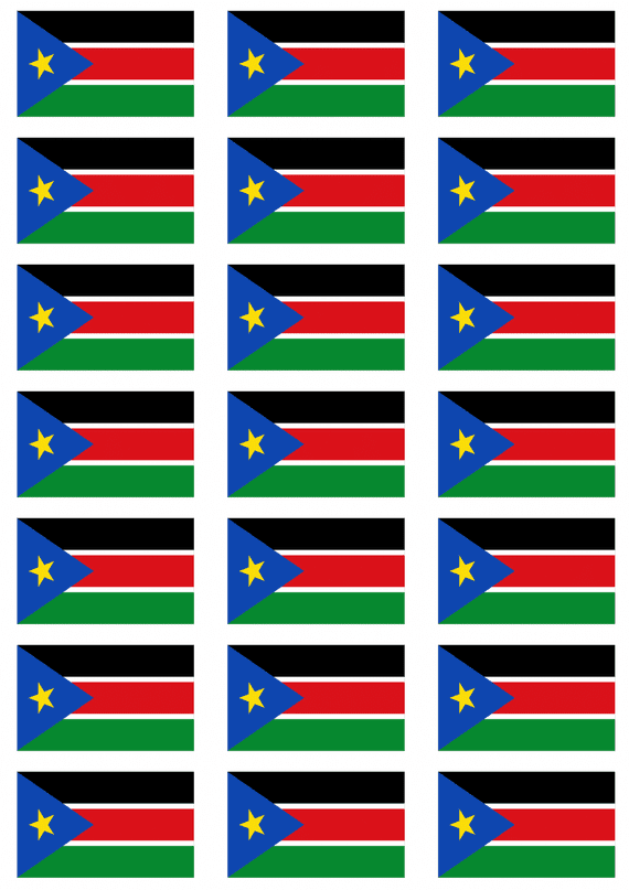 South Sudan Flag Stickers - 21 per sheet