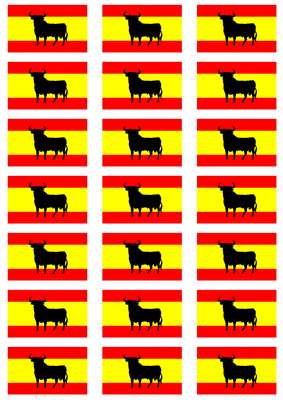 Spain Bull Flag Stickers - 21 per sheet