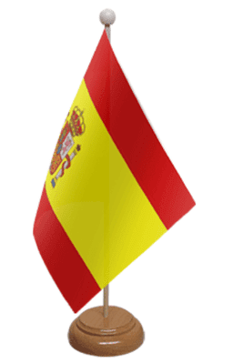 Spain Desk / Table Flag with wooden stand and base