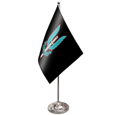 Special Air Service Desk / Table Flag with chrome stand and base